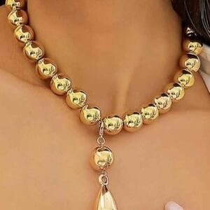 Elegant Gold Chunky Choker Beaded Fashion Necklace